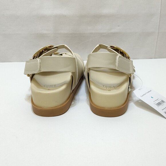 Time And Tru Dad Buckle Slingback Sandal Size 6 Bone Color Adjustable Strap NWT - Picture 4 of 9